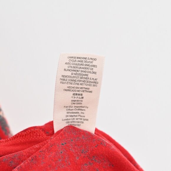 FREE PEOPLE Top Womens Size XS Speak Easy Red Floral V Neck Bell Sleeve Babydoll - Picture 8 of 12